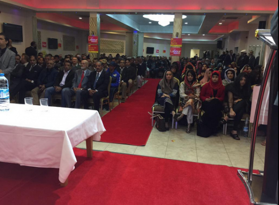 A photo of the event, at Birmingham's Diamond Suite for the article Labour's sex-segregated rally is a disgrace